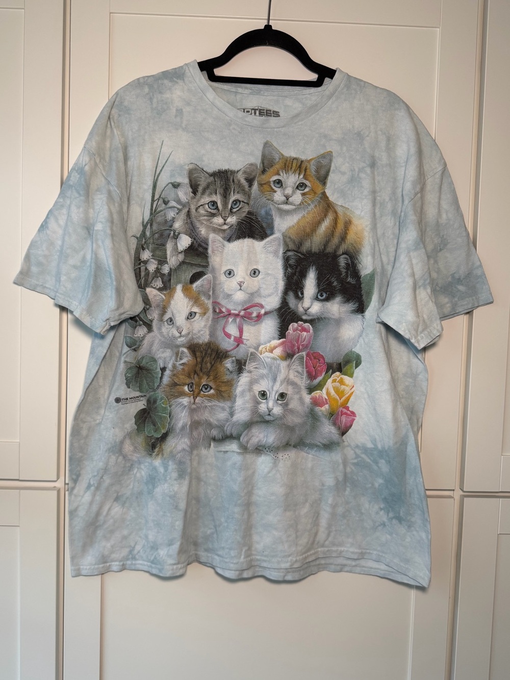 Vintage Tie Dye Cat Graphic T-Shirt Comfy 90s Y2K Pastel Cute Oversized Cottage